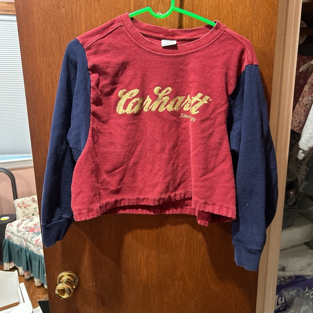 Carhartt Kids Burgundy and Navy Long Sleeve Tee